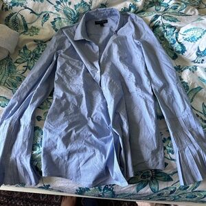 Blue women’s button down with cute sleeves